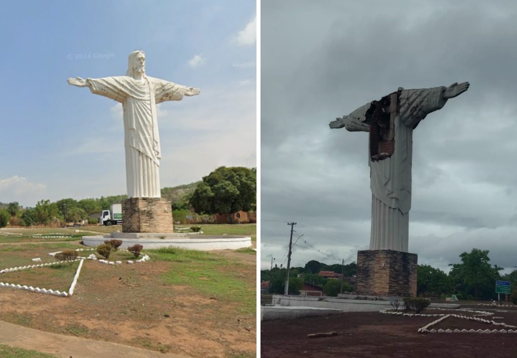 Temporal arranca cabeça de monumento do Cristo Redentor no Tocantins