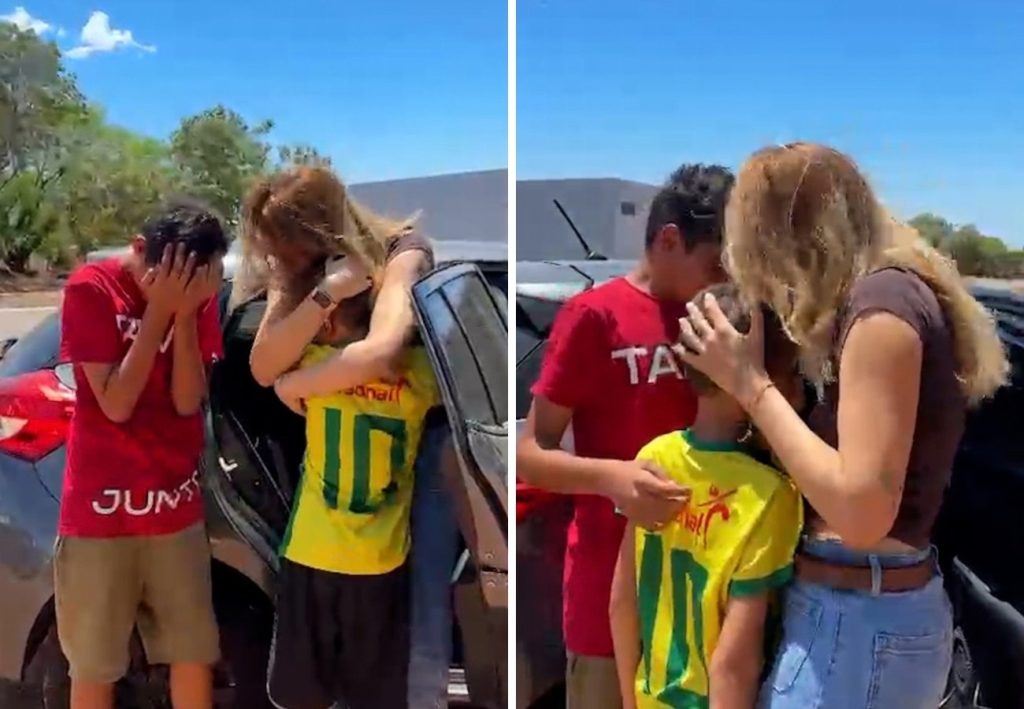 Mãe reencontra filhos no TO após quase quatro anos na Espanha: ‘Nada se compara ao abraço’